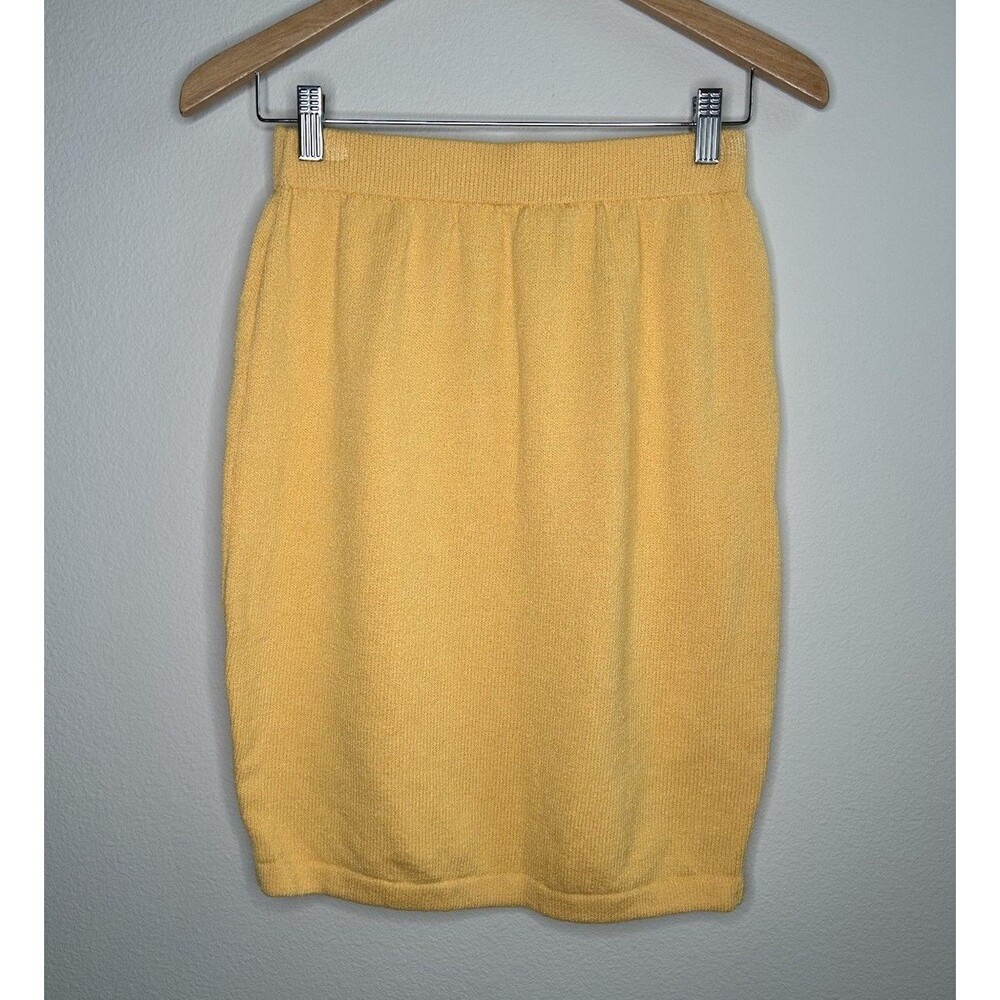 St John Collection Size 6 Vintage Santana Knit Pull On Pencil Work Skirt Yellow